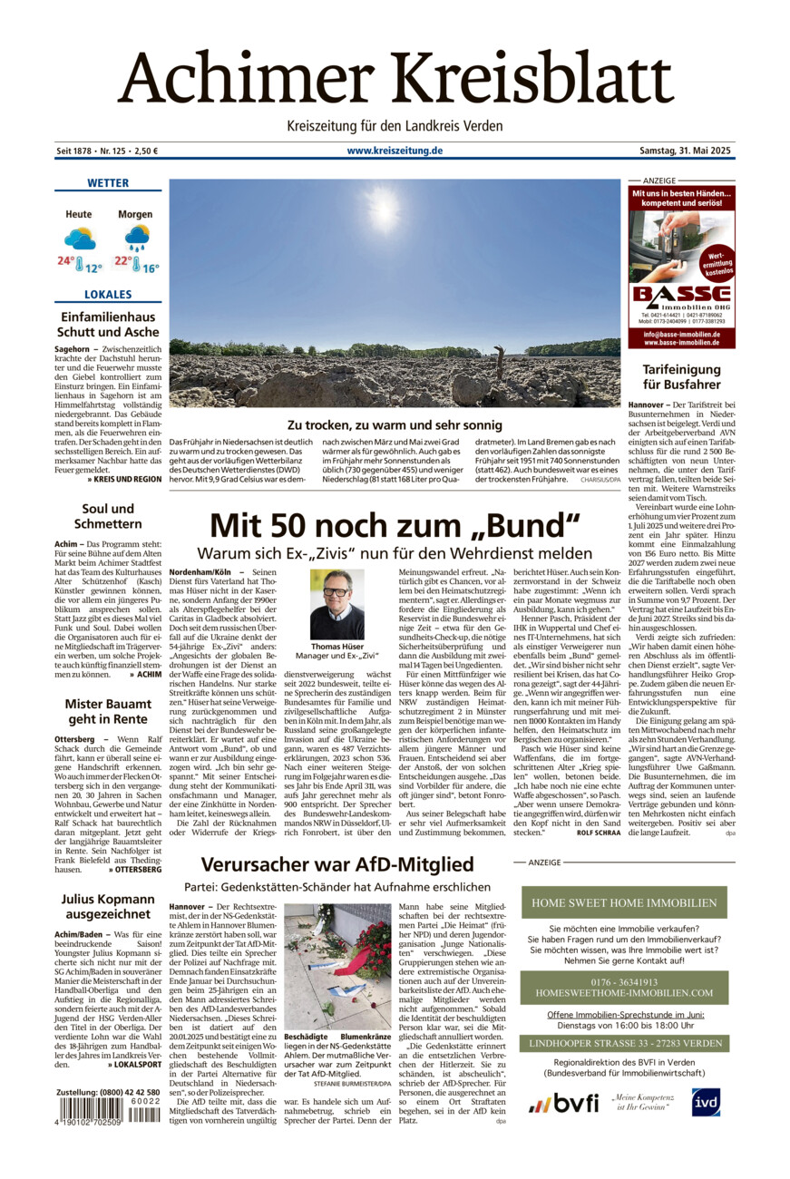 Achimer Kreisblatt vom Samstag, 31.05.2025