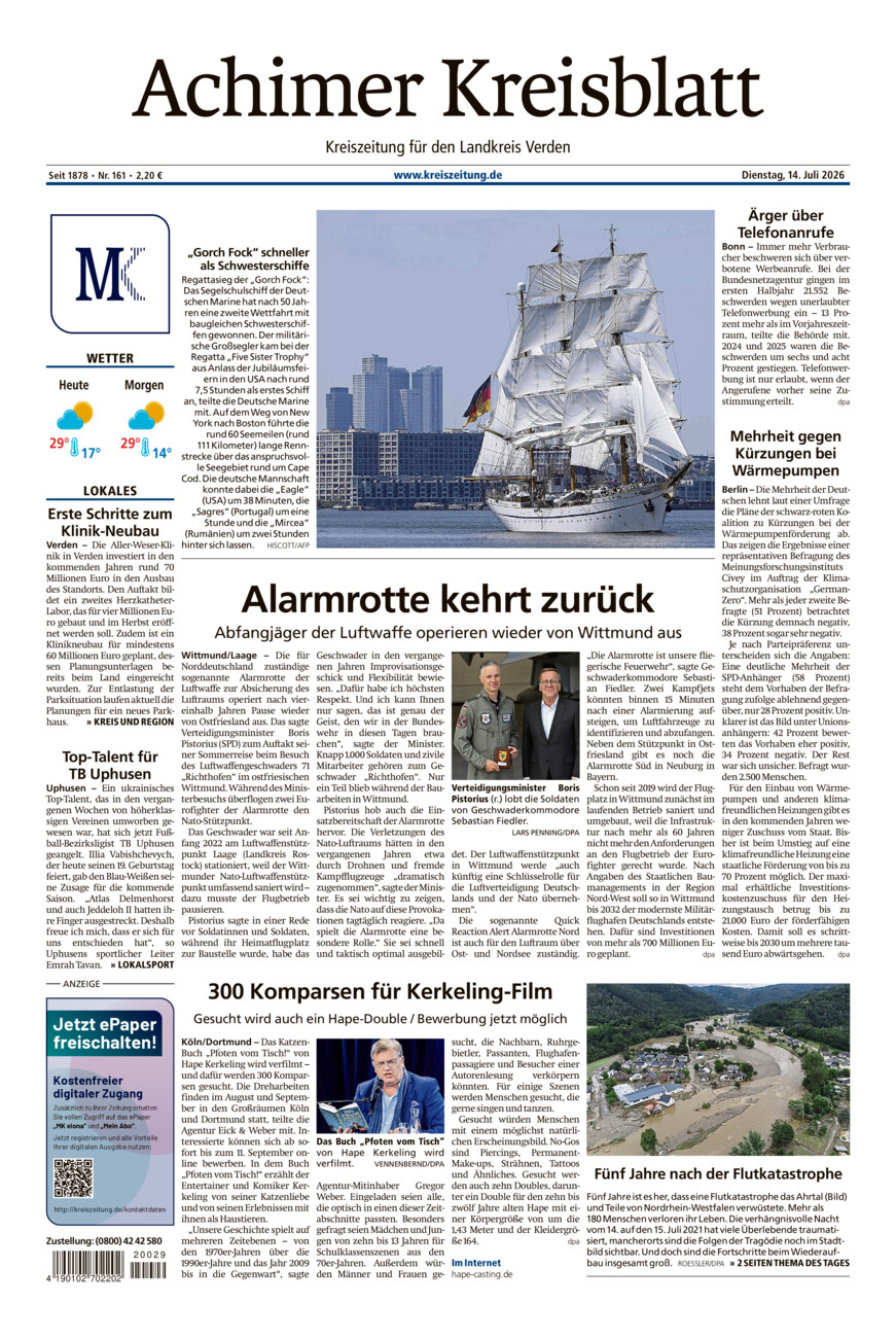 Achimer Kreisblatt vom Dienstag, 14.07.2026
