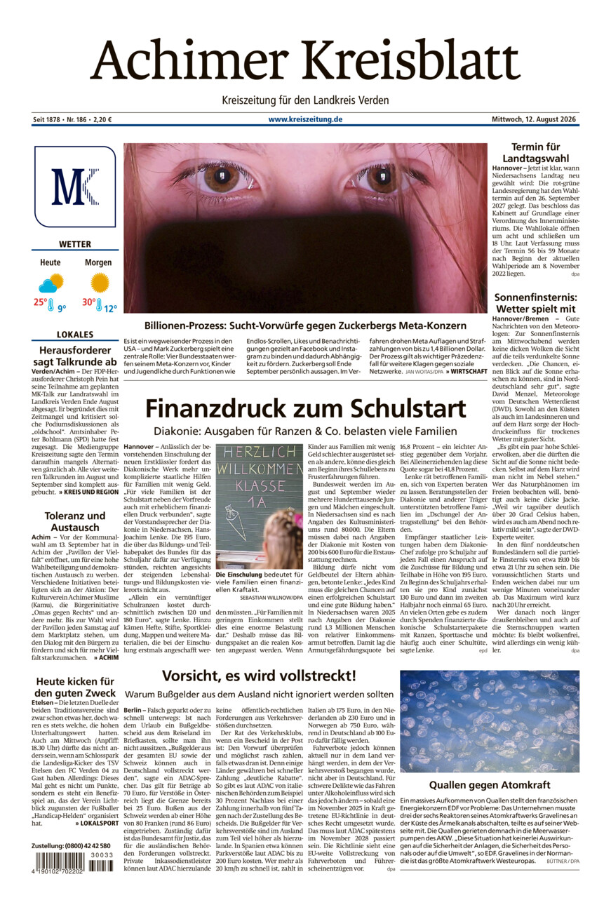 Achimer Kreisblatt vom Mittwoch, 12.08.2026
