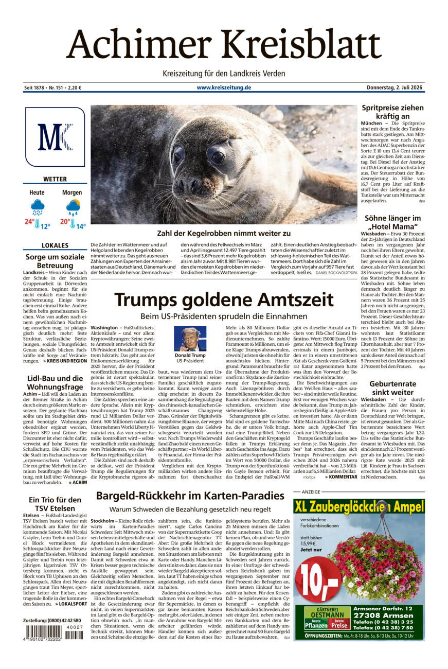 Achimer Kreisblatt vom Donnerstag, 02.07.2026
