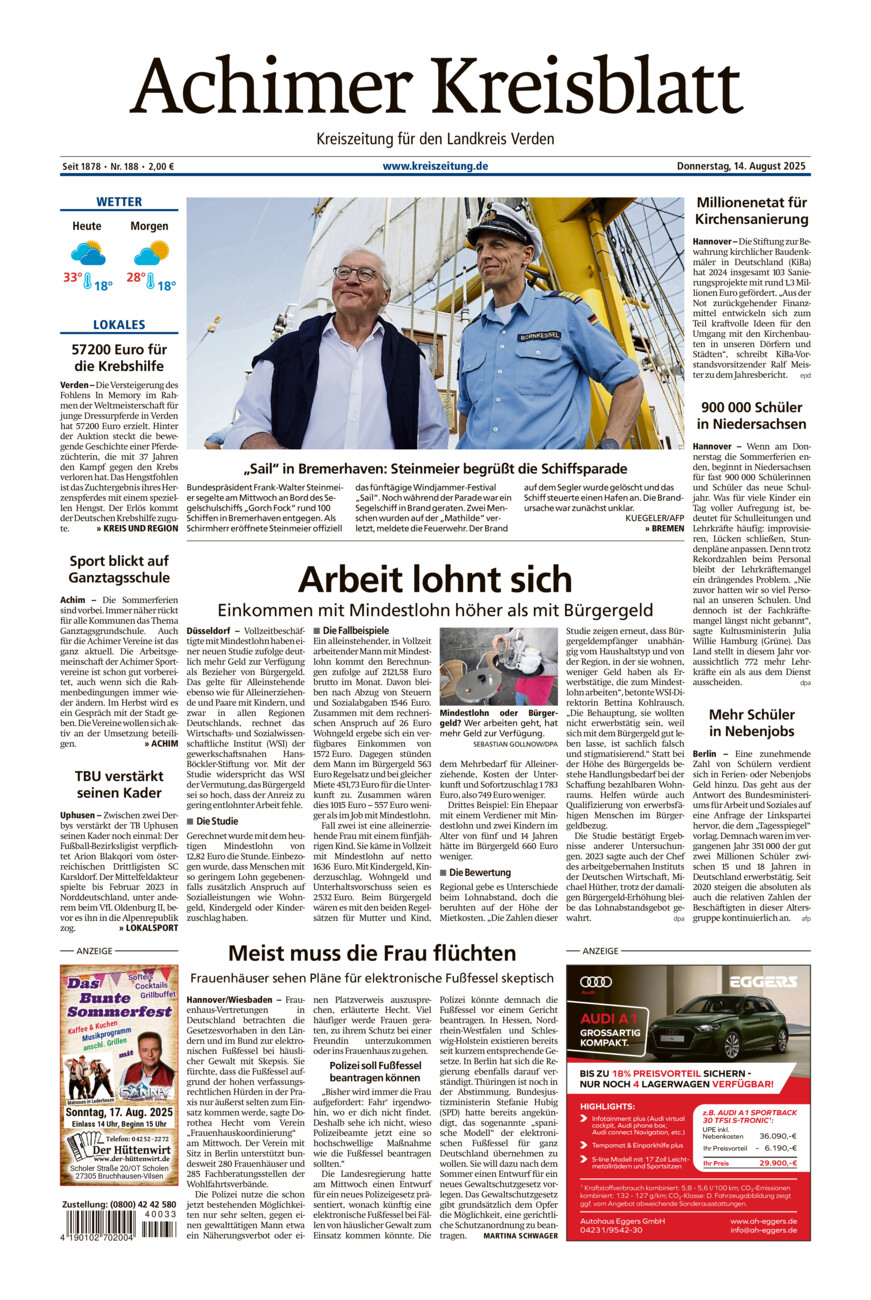 Achimer Kreisblatt vom Donnerstag, 14.08.2025