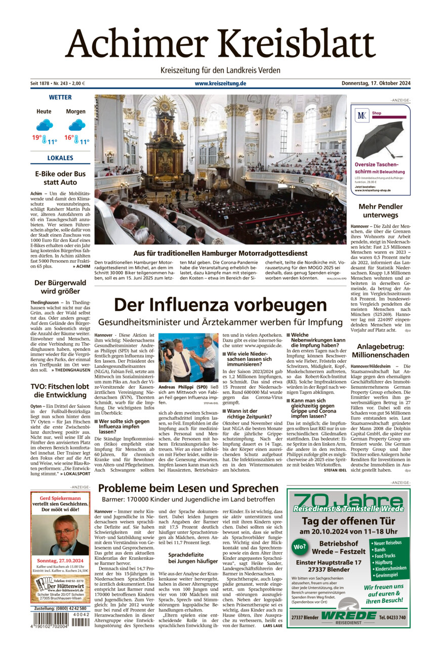 Achimer Kreisblatt vom Donnerstag, 17.10.2024