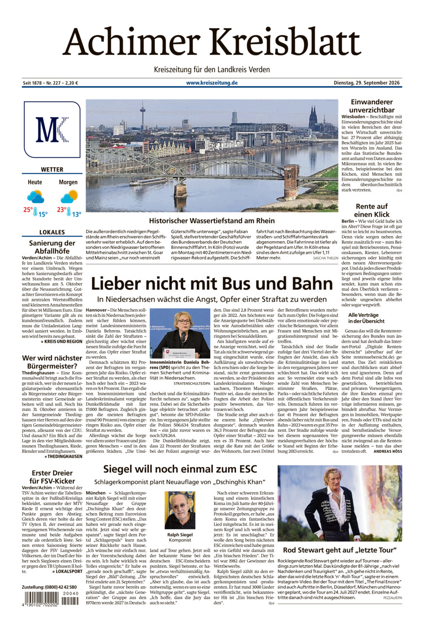 Achimer Kreisblatt vom Dienstag, 29.09.2026