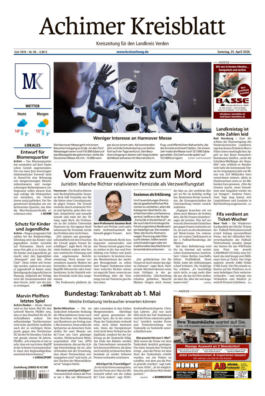 Achimer Kreisblatt vom Samstag, 25.04.2026