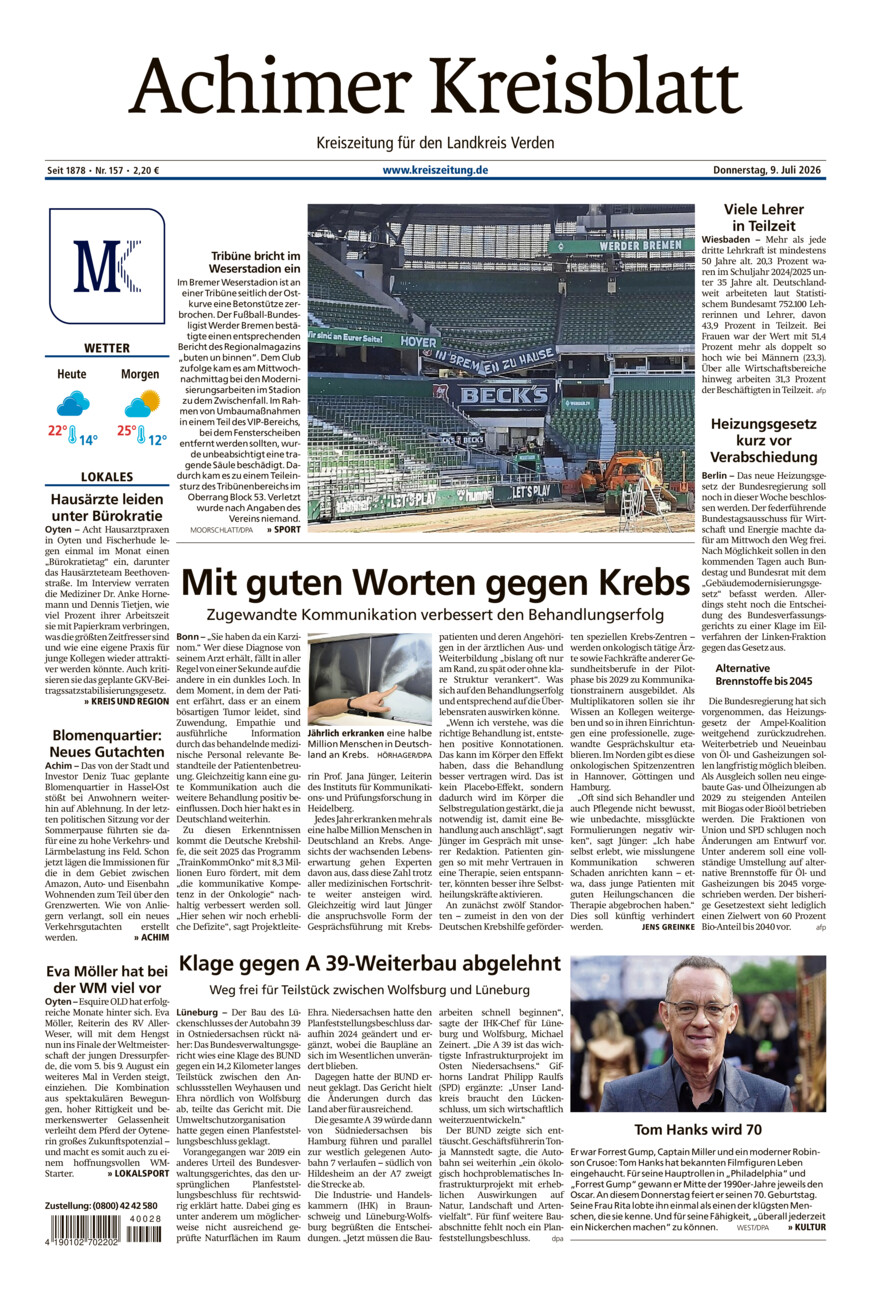 Achimer Kreisblatt vom Donnerstag, 09.07.2026