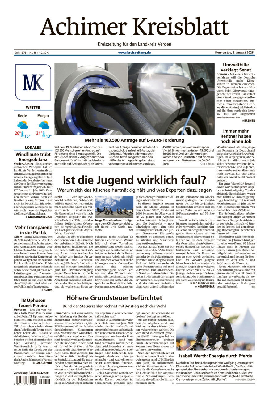 Achimer Kreisblatt vom Donnerstag, 06.08.2026