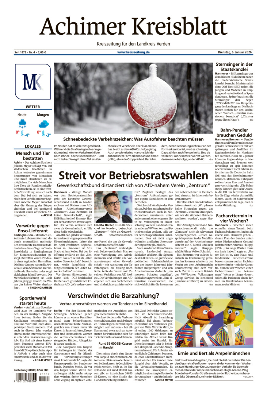 Achimer Kreisblatt vom Dienstag, 06.01.2026