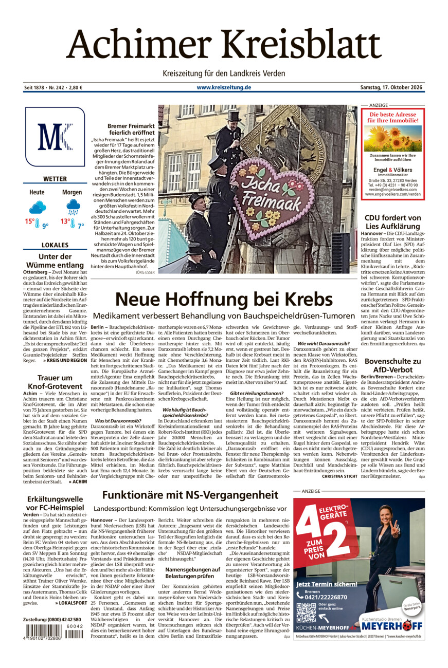 Achimer Kreisblatt vom Samstag, 17.10.2026