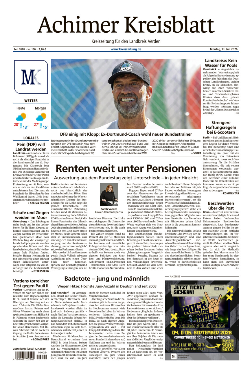 Achimer Kreisblatt vom Montag, 13.07.2026