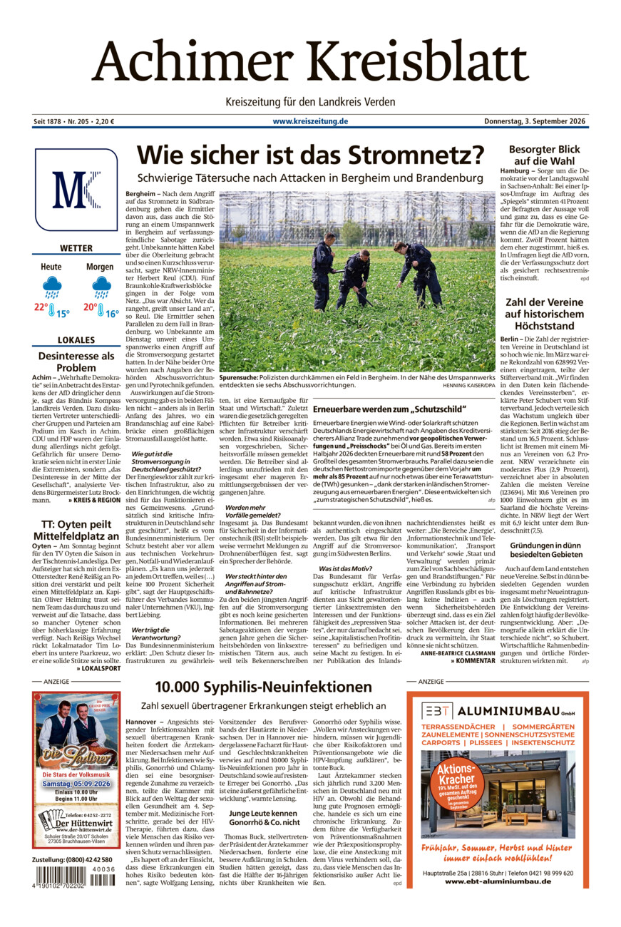 Achimer Kreisblatt vom Donnerstag, 03.09.2026