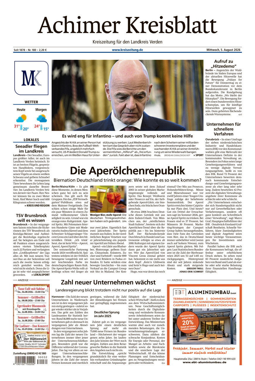 Achimer Kreisblatt vom Mittwoch, 05.08.2026