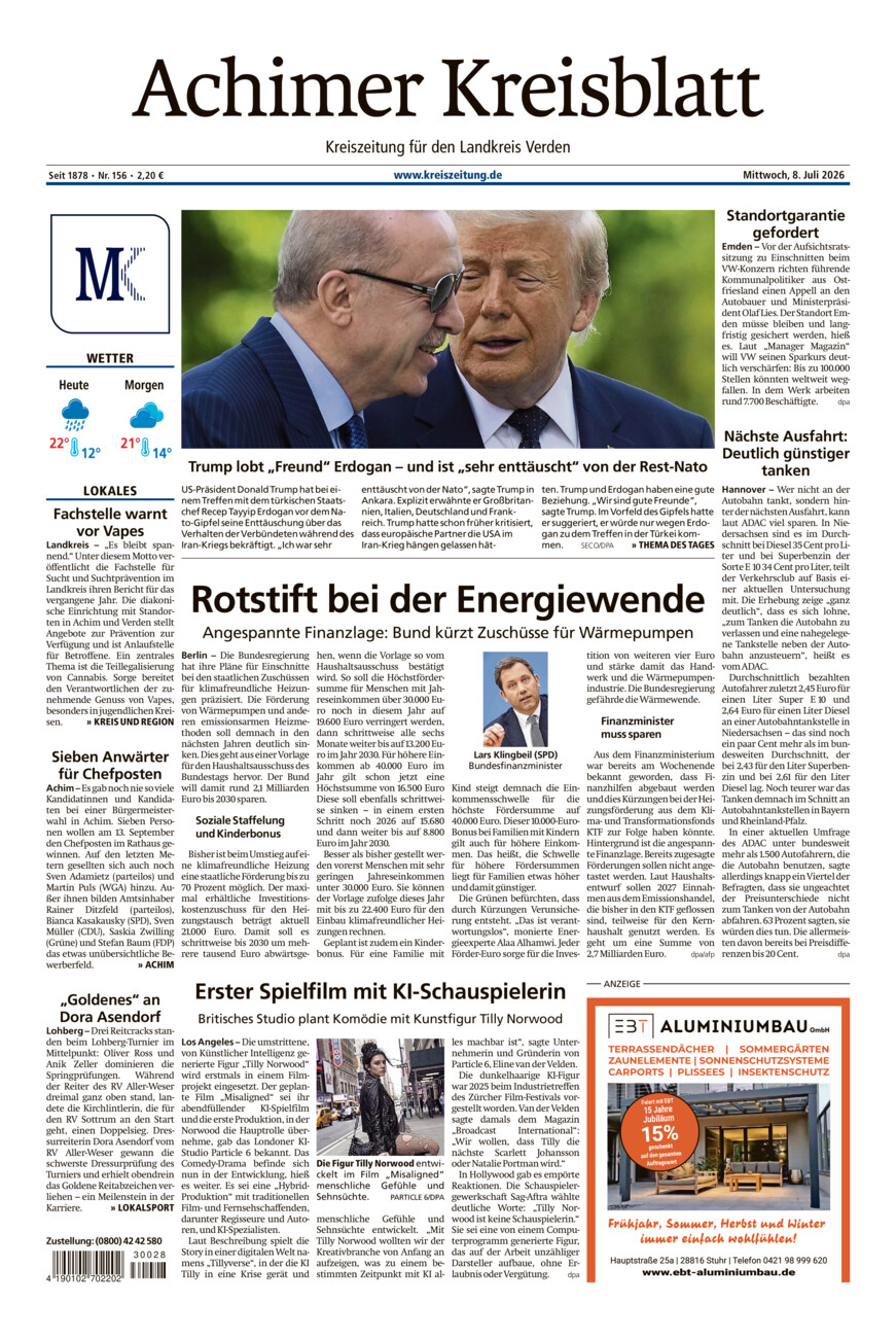 Achimer Kreisblatt vom Mittwoch, 08.07.2026