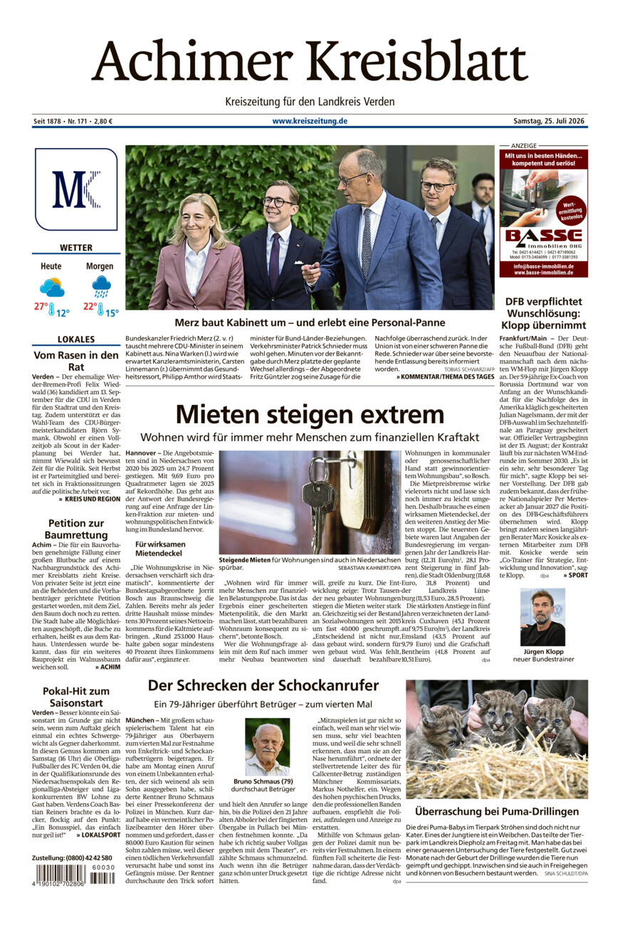 Achimer Kreisblatt vom Samstag, 25.07.2026