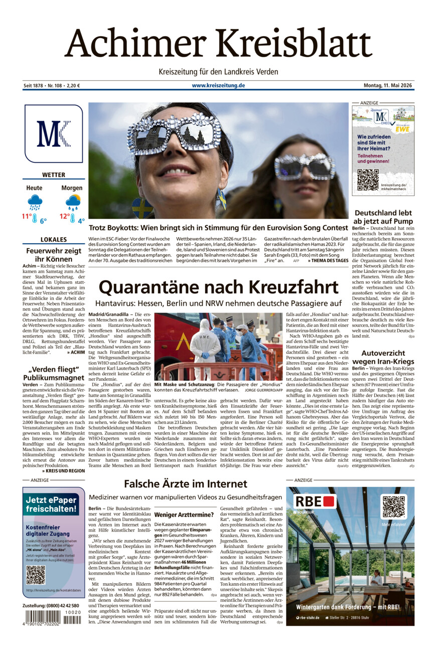 Achimer Kreisblatt vom Montag, 11.05.2026