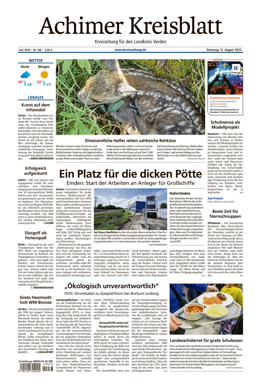 Achimer Kreisblatt vom Dienstag, 12.08.2025