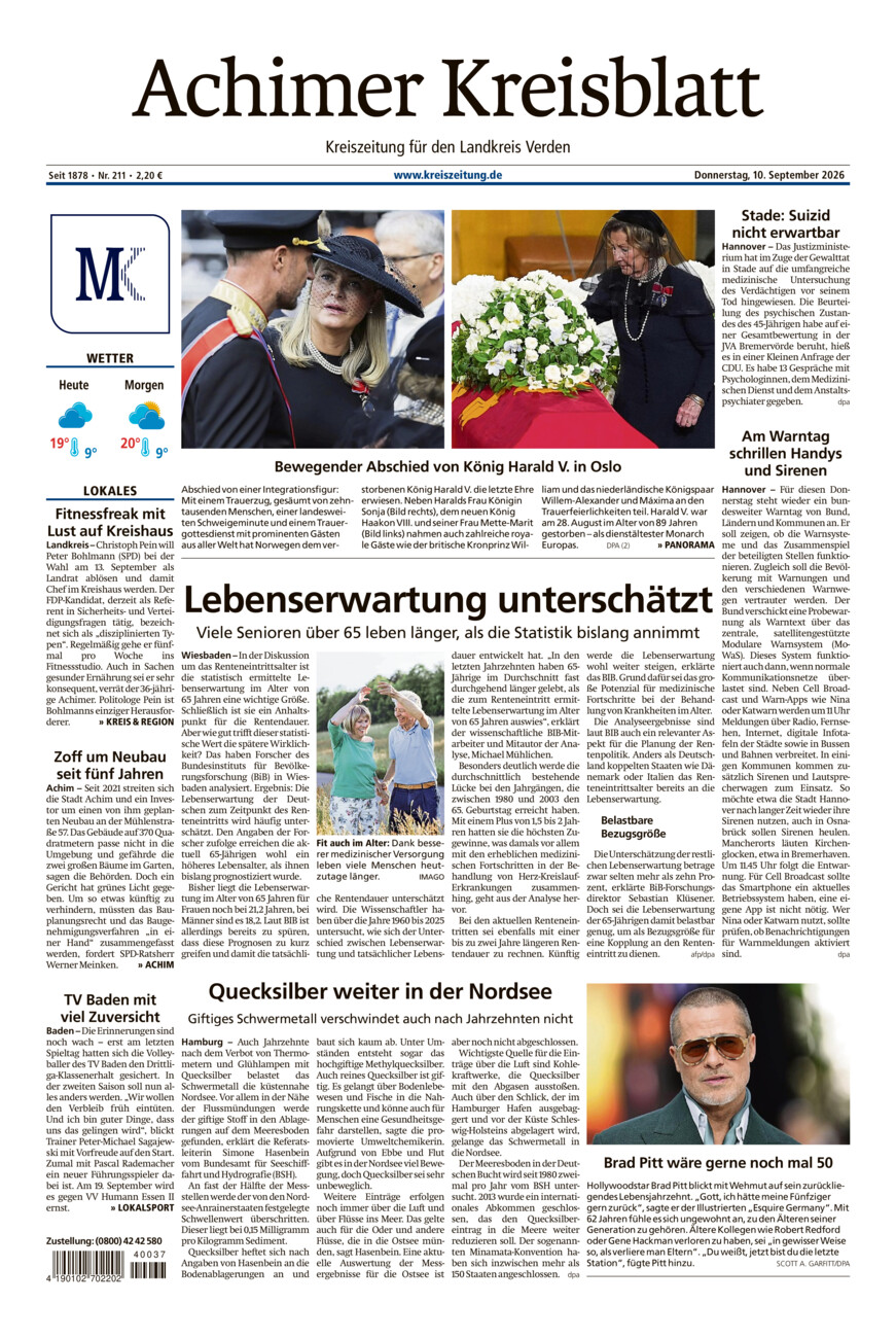 Achimer Kreisblatt vom Donnerstag, 10.09.2026