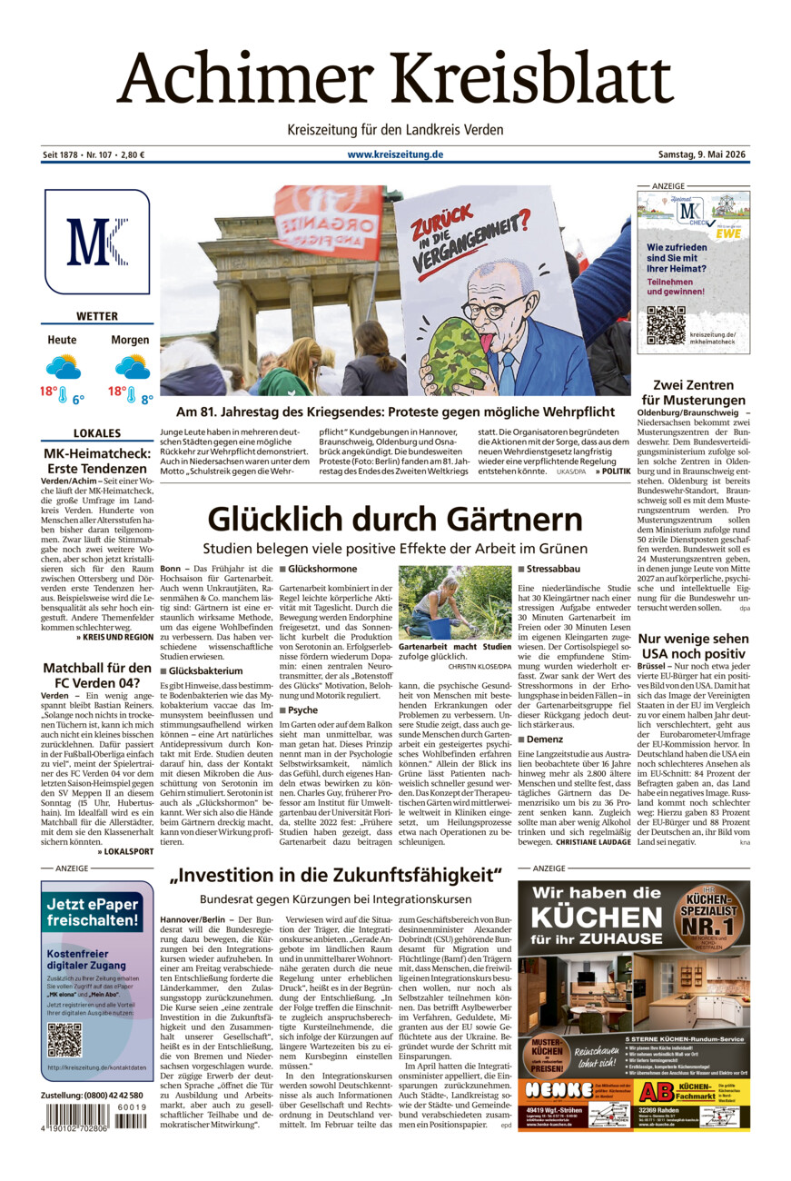 Achimer Kreisblatt vom Samstag, 09.05.2026