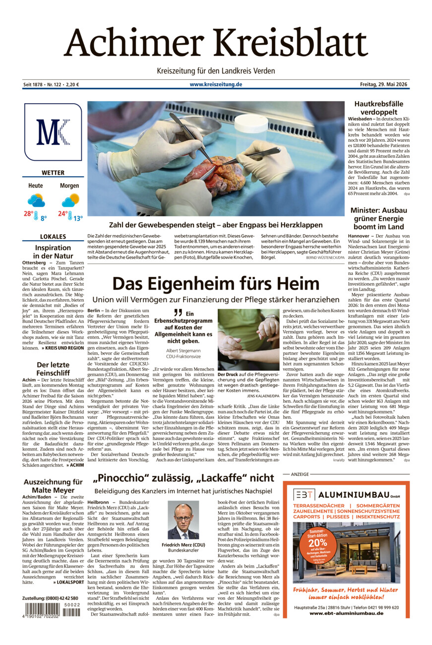 Achimer Kreisblatt vom Freitag, 29.05.2026