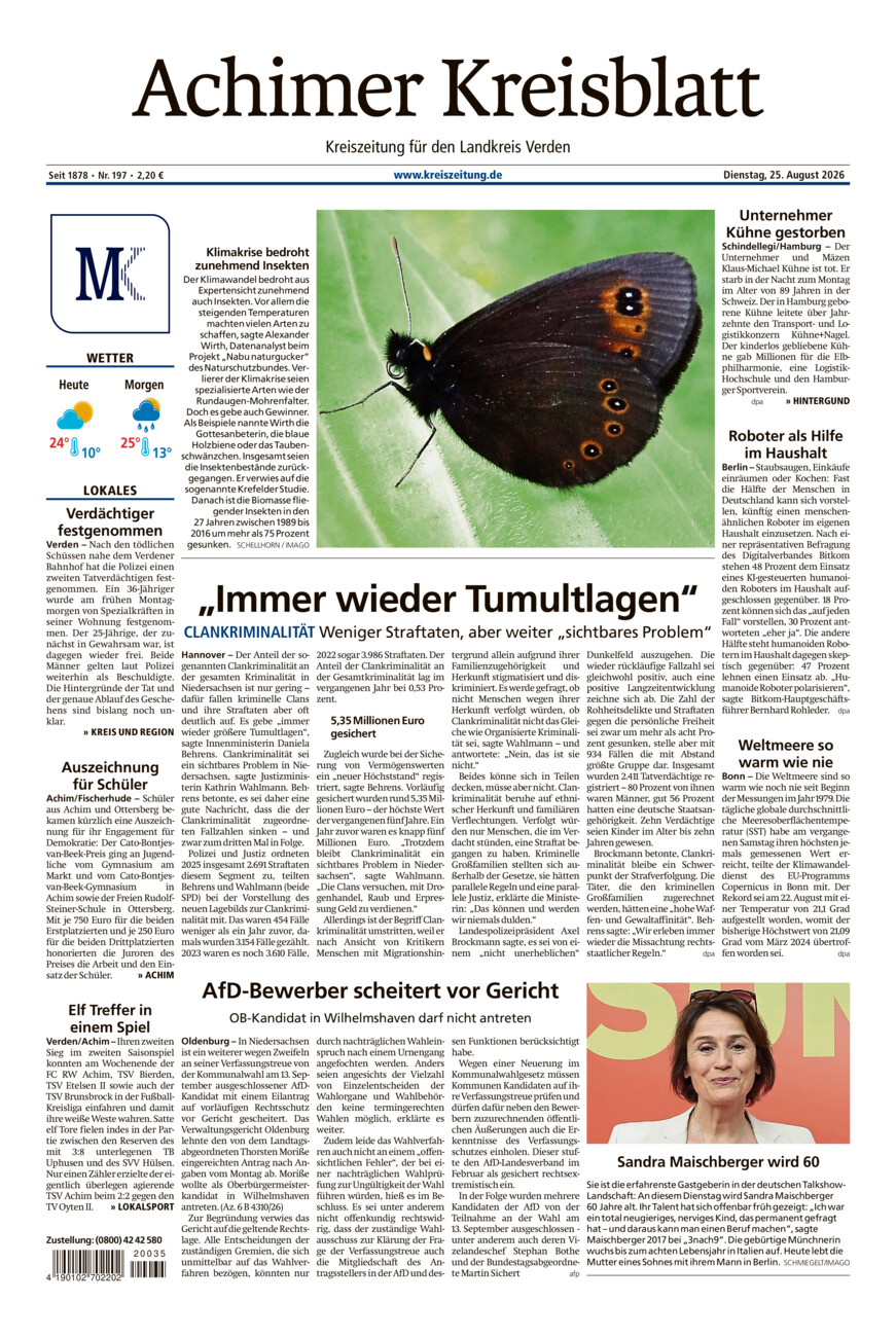 Achimer Kreisblatt vom Dienstag, 25.08.2026