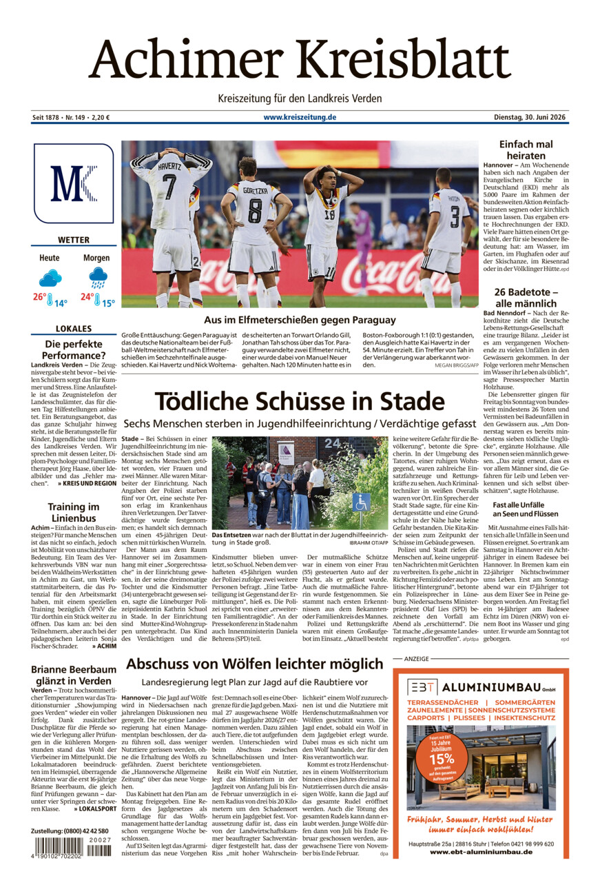Achimer Kreisblatt vom Dienstag, 30.06.2026