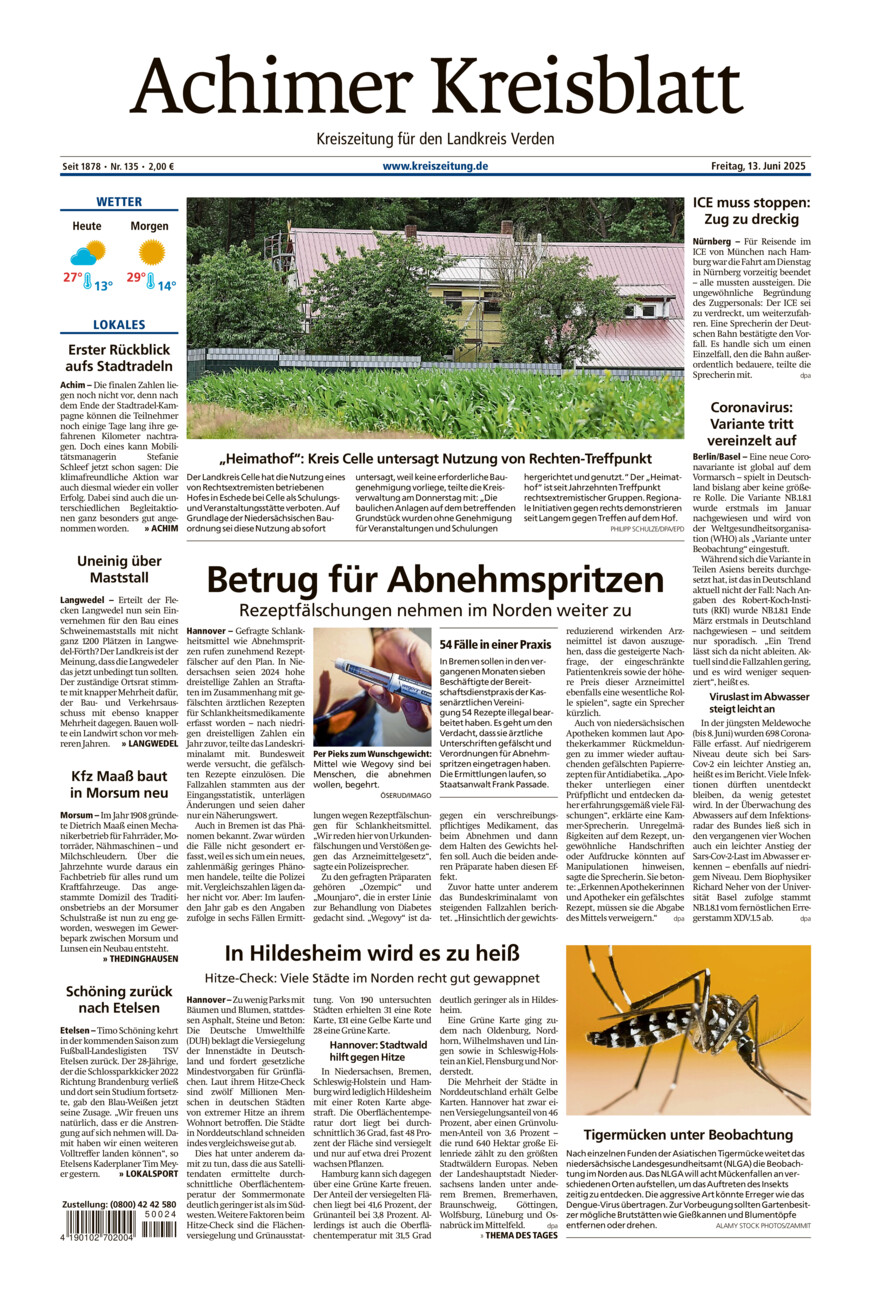 Achimer Kreisblatt vom Freitag, 13.06.2025