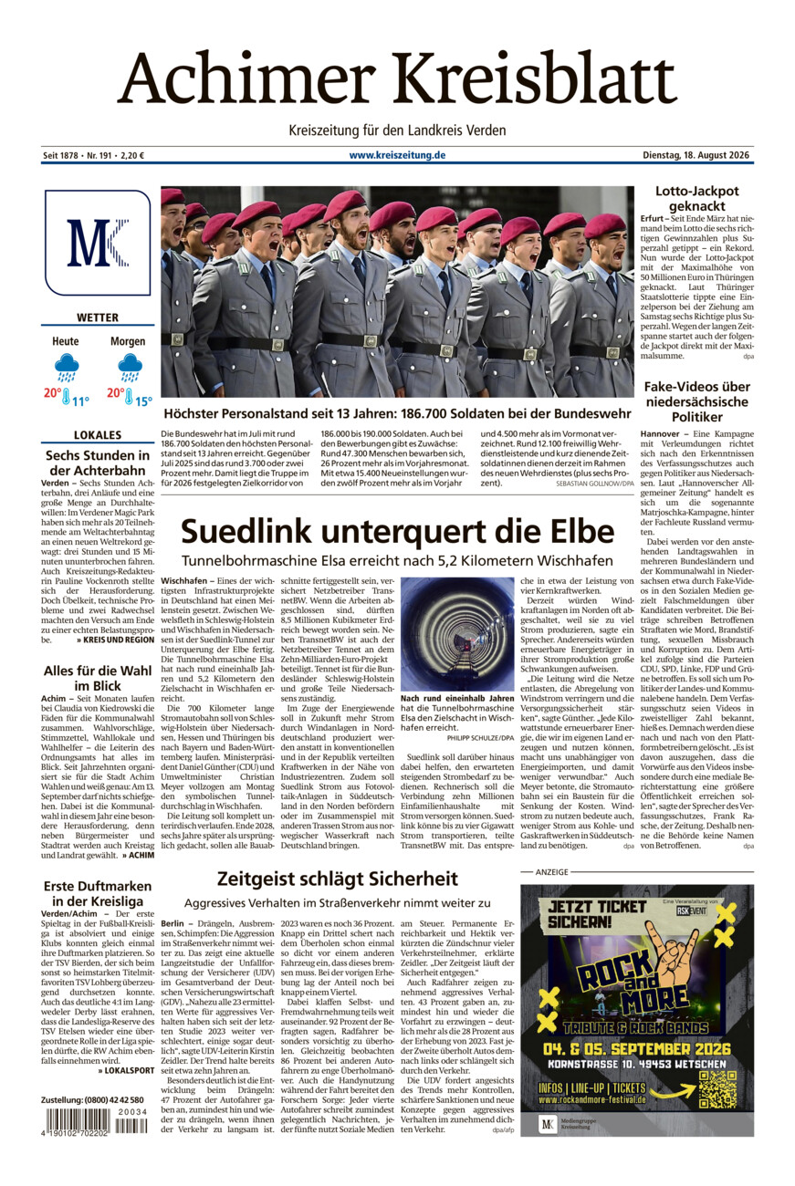 Achimer Kreisblatt vom Dienstag, 18.08.2026