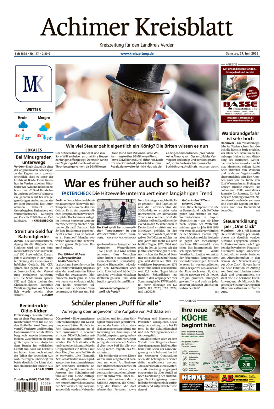 Achimer Kreisblatt vom Samstag, 27.06.2026