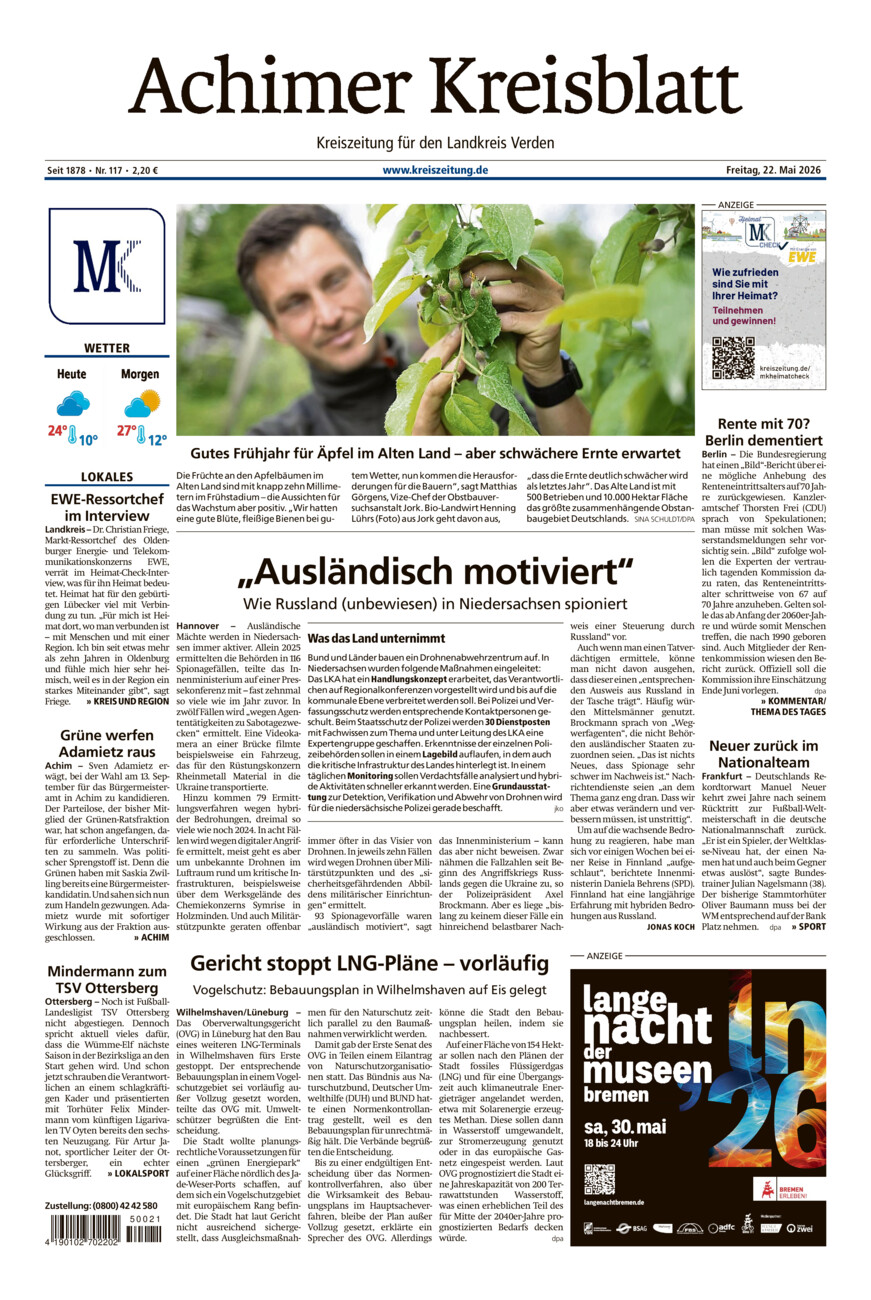 Achimer Kreisblatt vom Freitag, 22.05.2026