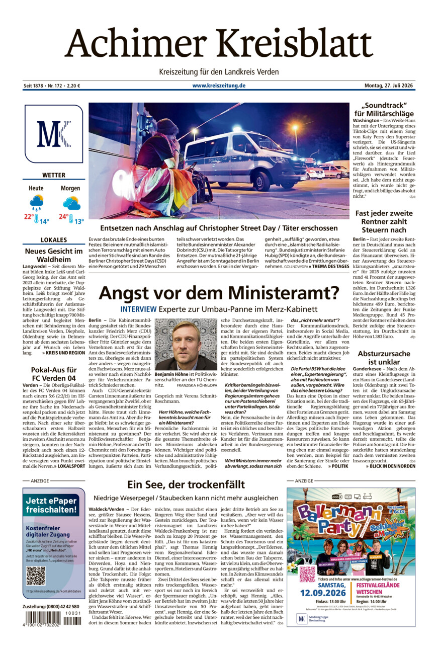 Achimer Kreisblatt vom Montag, 27.07.2026