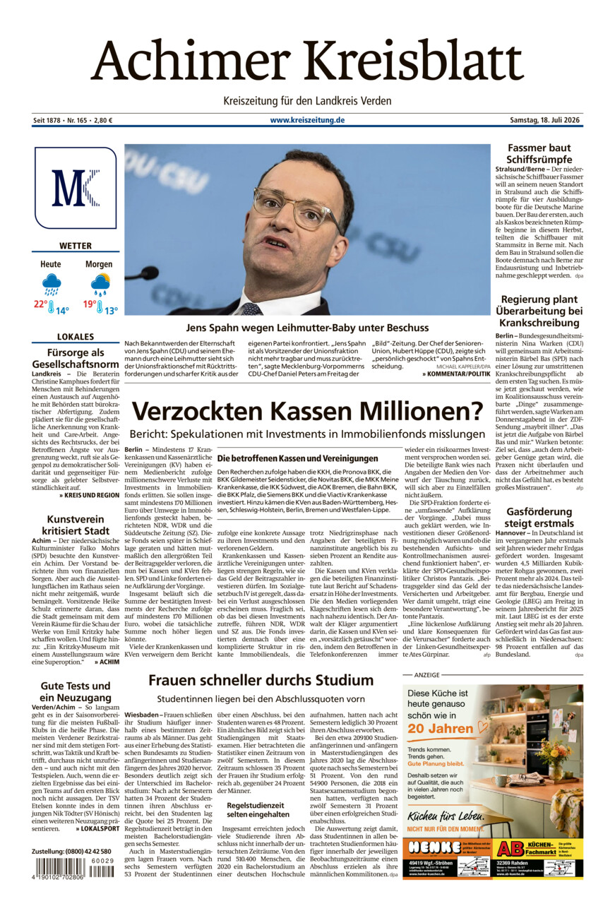Achimer Kreisblatt vom Samstag, 18.07.2026