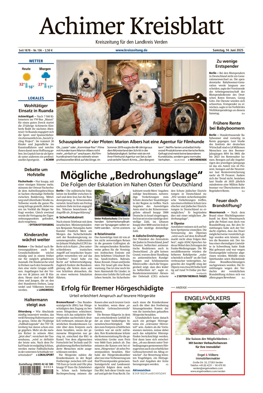 Achimer Kreisblatt vom Samstag, 14.06.2025
