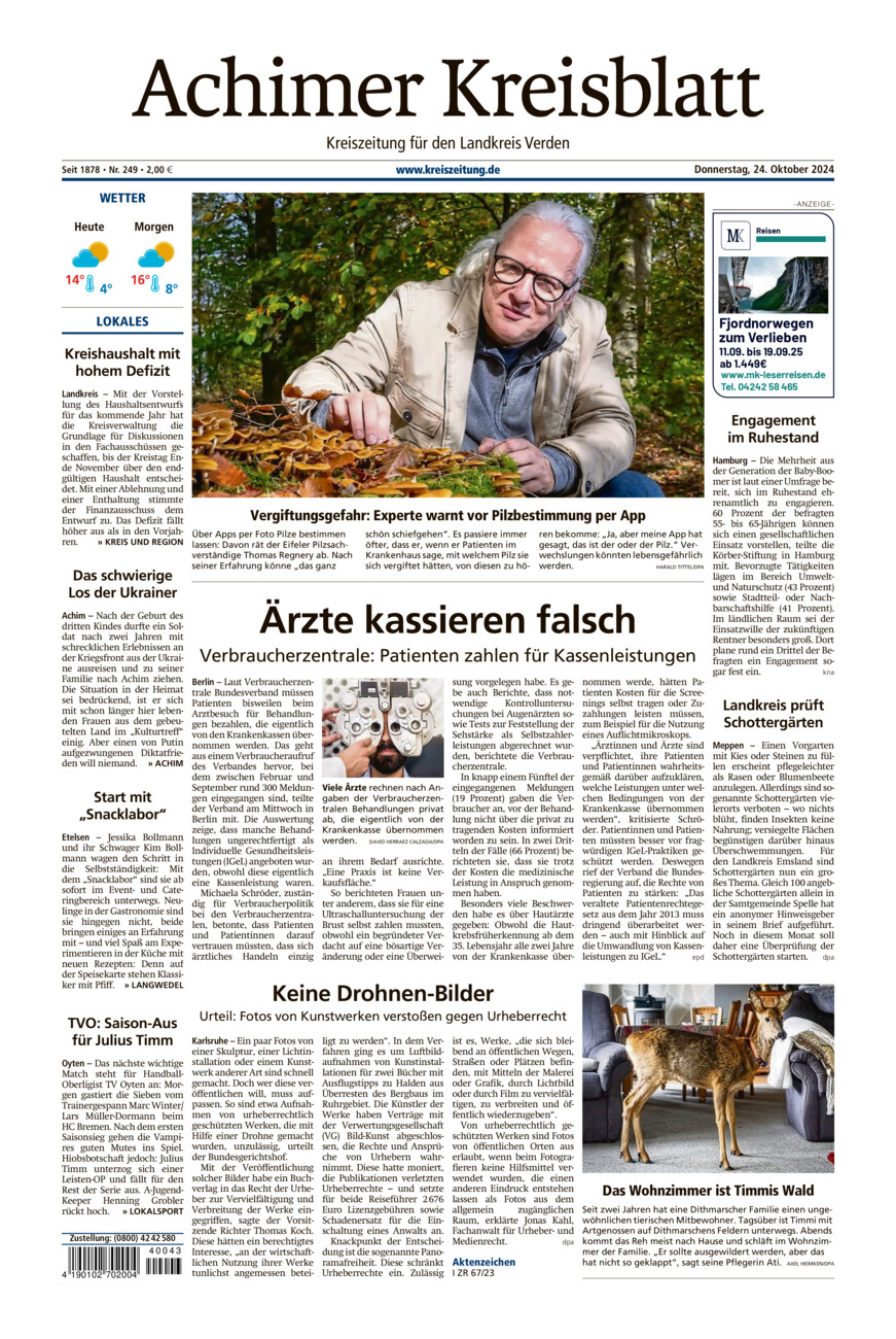 Achimer Kreisblatt vom Donnerstag, 24.10.2024