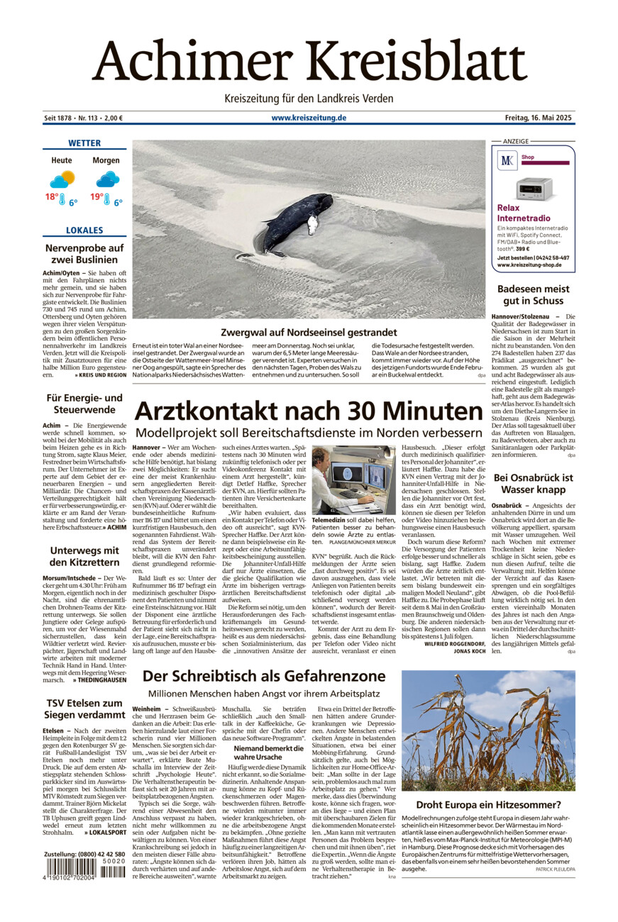 Achimer Kreisblatt vom Freitag, 16.05.2025