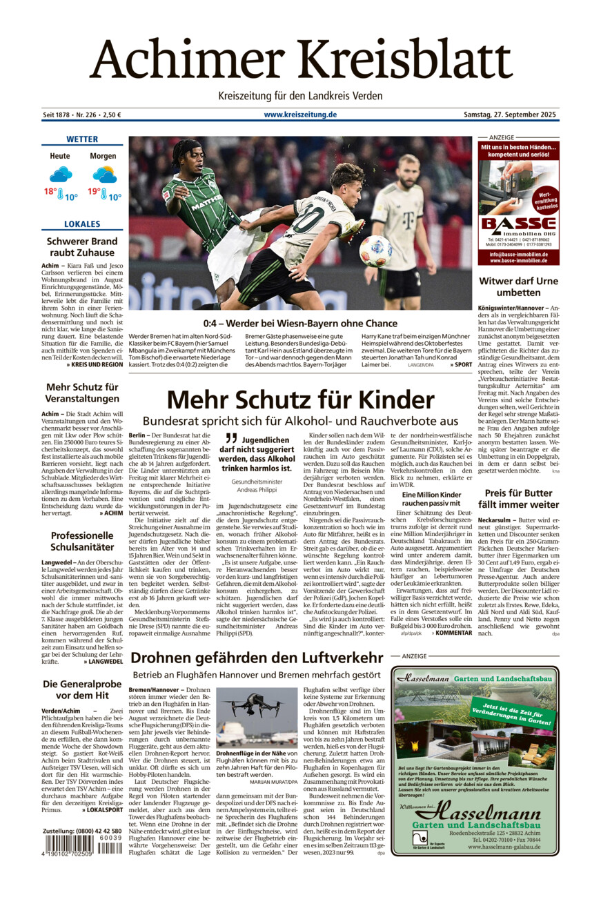 Achimer Kreisblatt vom Samstag, 27.09.2025