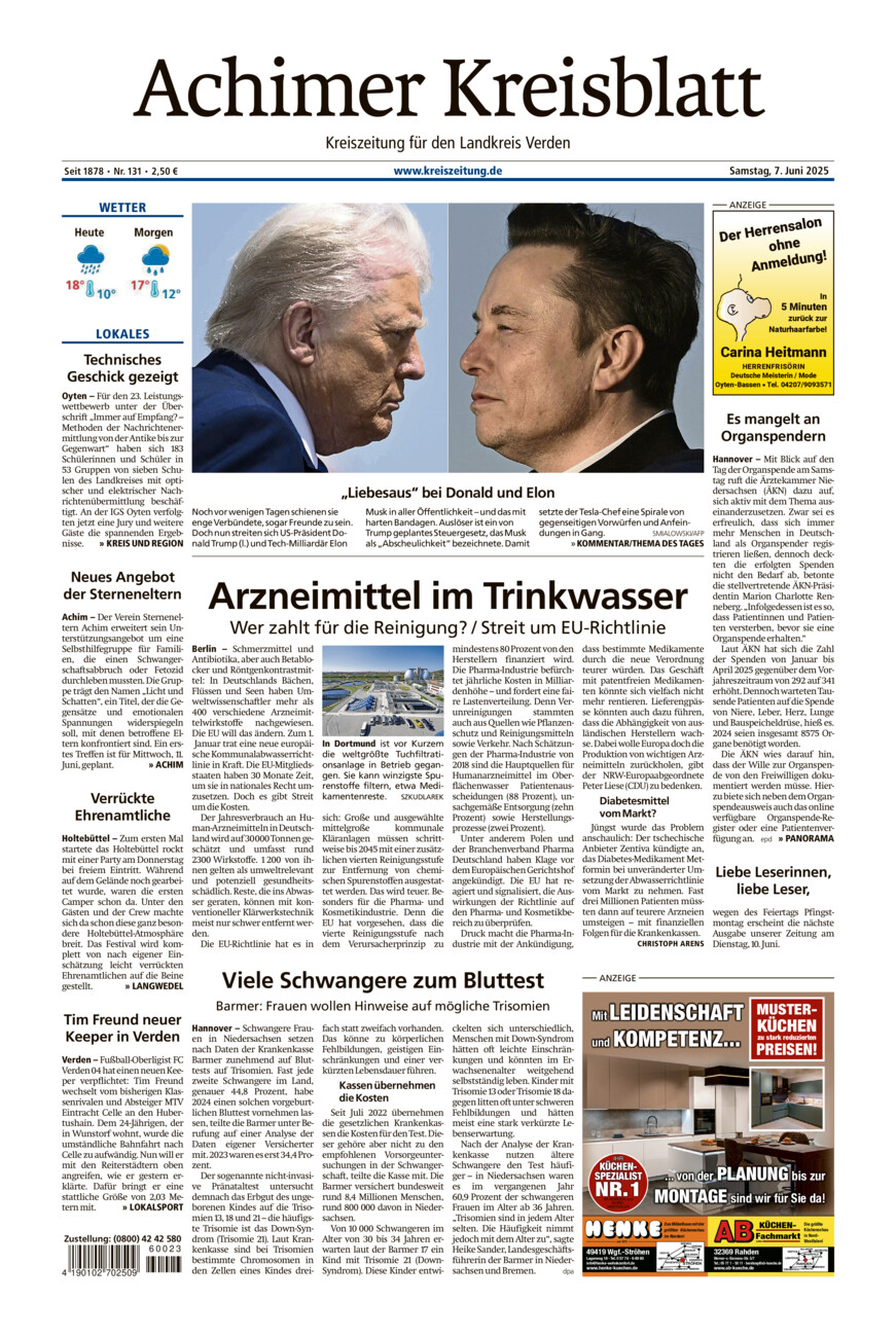 Achimer Kreisblatt vom Samstag, 07.06.2025