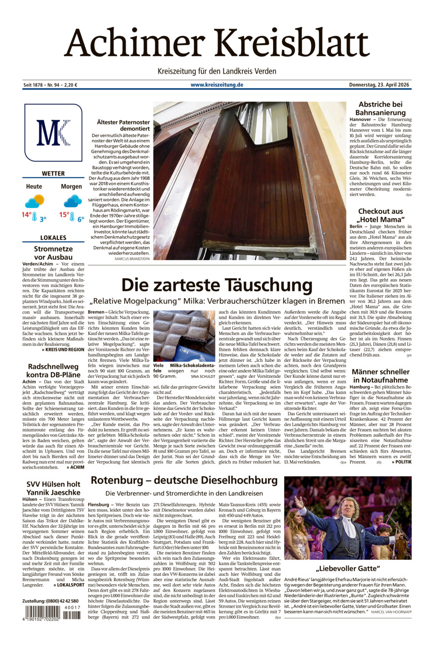 Achimer Kreisblatt vom Donnerstag, 23.04.2026