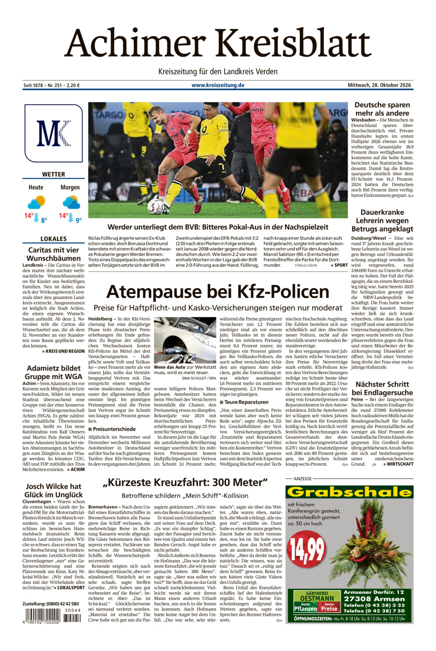 Achimer Kreisblatt vom Mittwoch, 28.10.2026