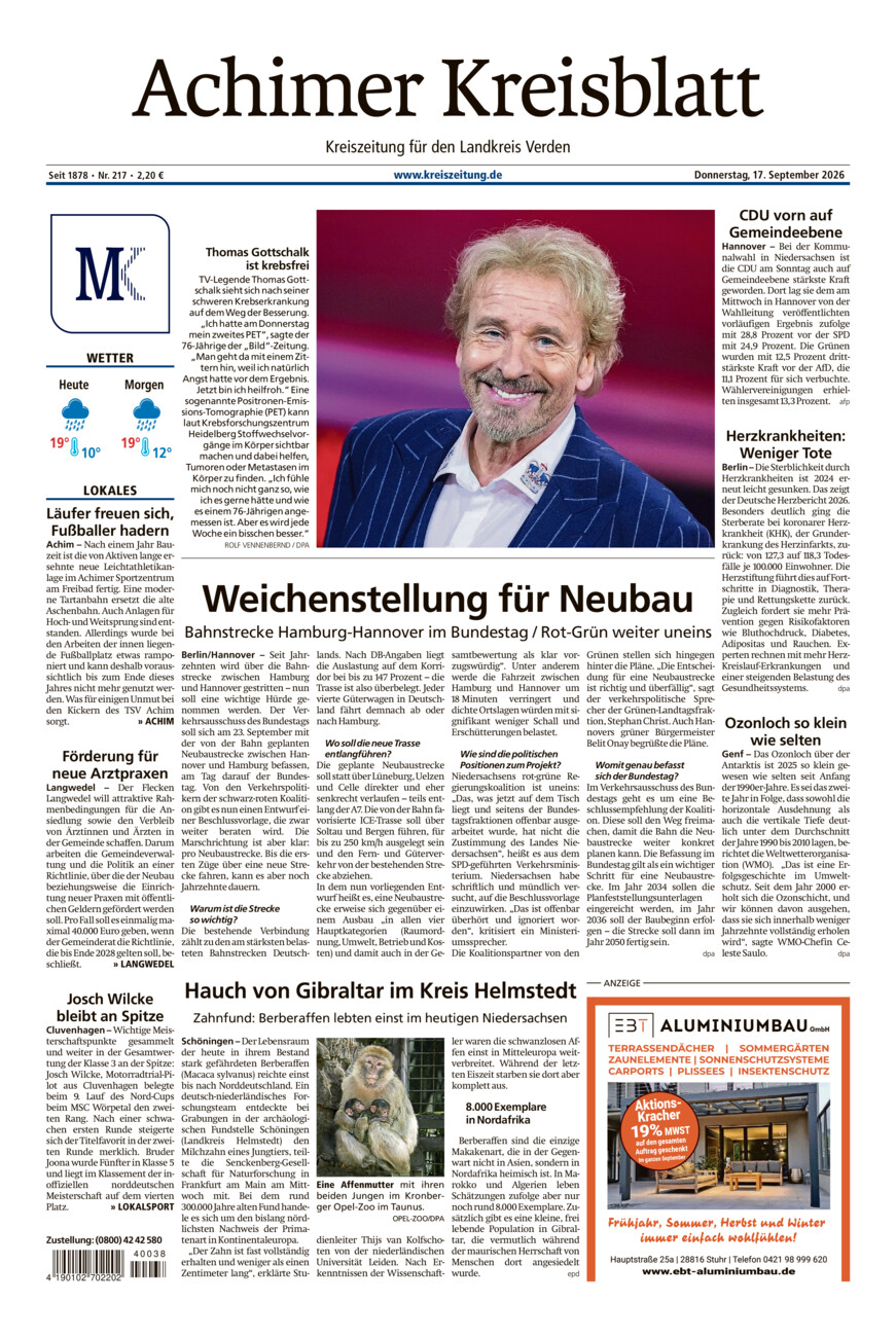 Achimer Kreisblatt vom Donnerstag, 17.09.2026
