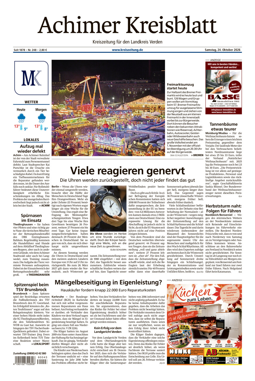 Achimer Kreisblatt vom Samstag, 24.10.2026