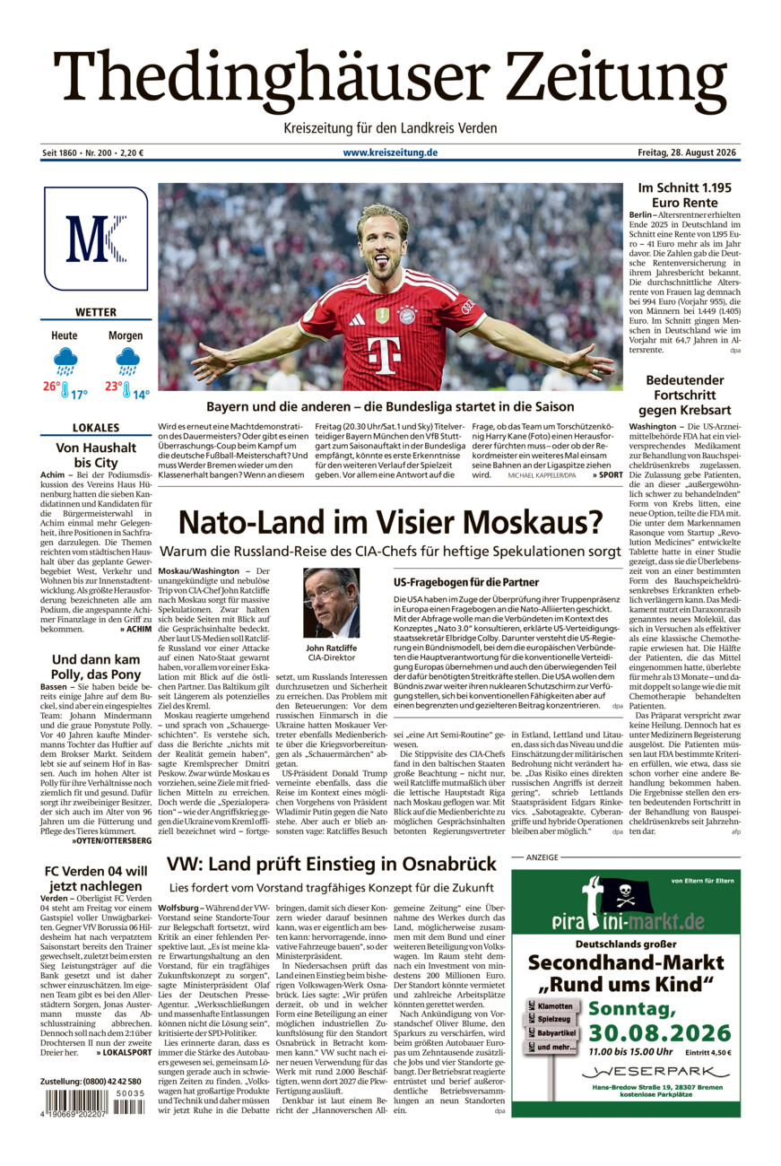Thedinghäuser Zeitung vom Freitag, 28.08.2026