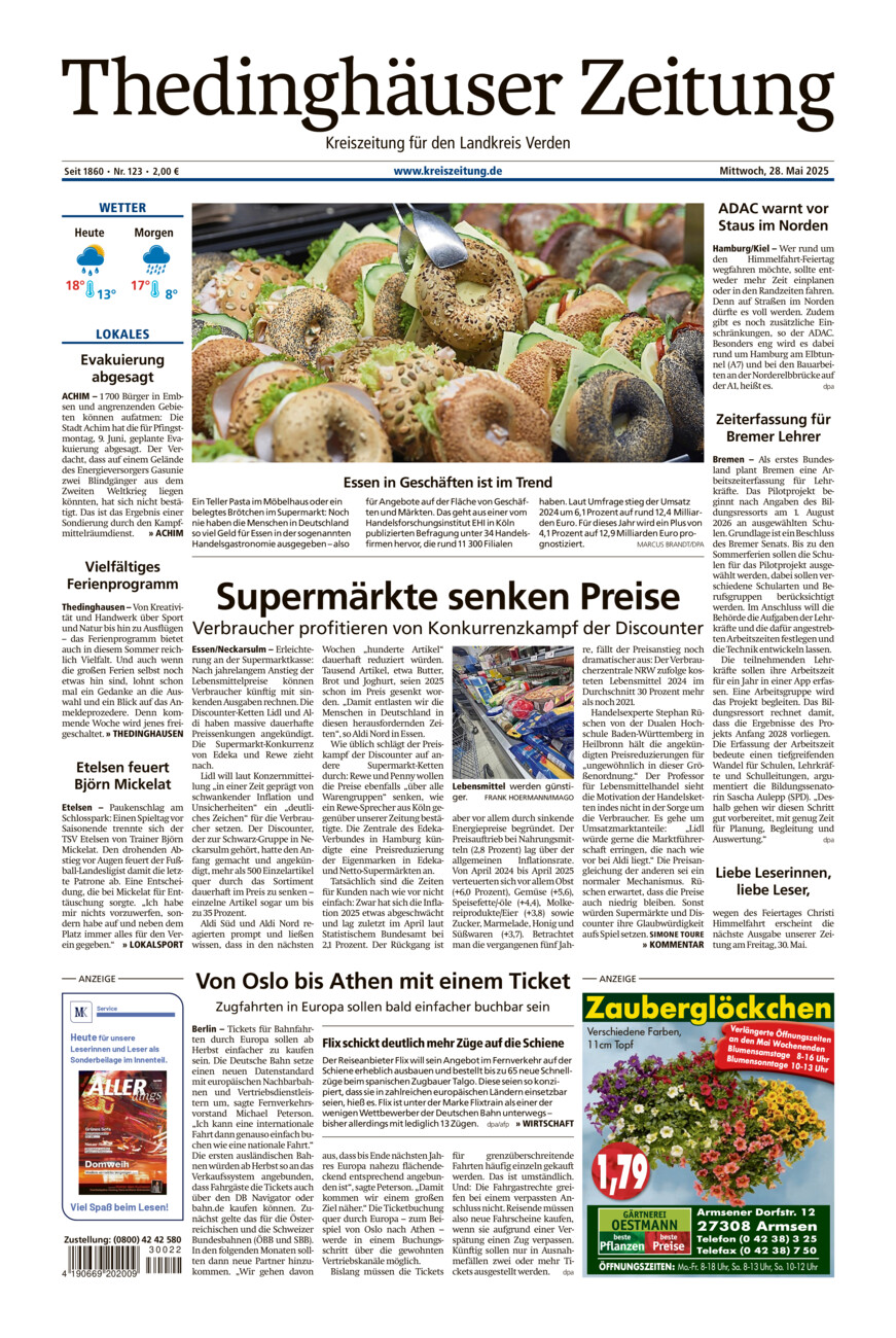 Thedinghäuser Zeitung vom Mittwoch, 28.05.2025