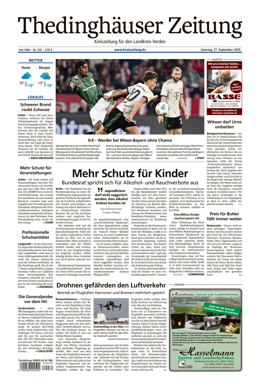 Thedinghäuser Zeitung vom Samstag, 27.09.2025