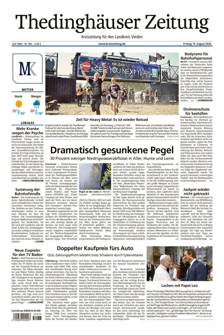 Thedinghäuser Zeitung vom Freitag, 14.08.2026