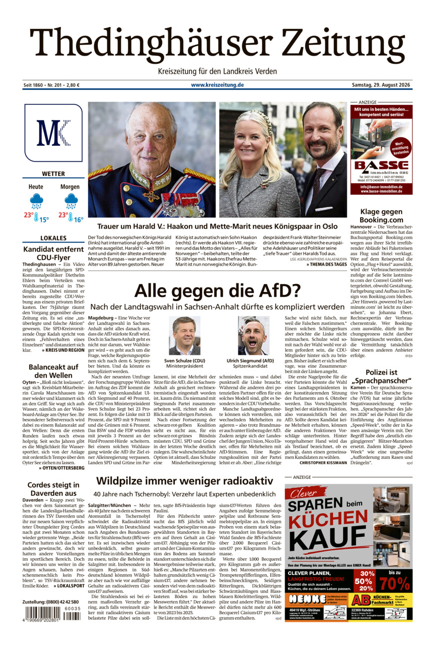 Thedinghäuser Zeitung vom Samstag, 29.08.2026