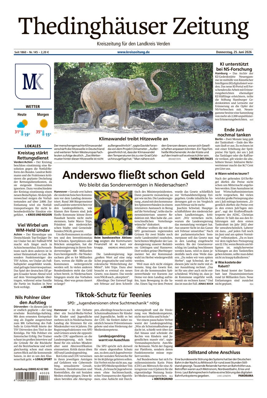 Thedinghäuser Zeitung vom Donnerstag, 25.06.2026