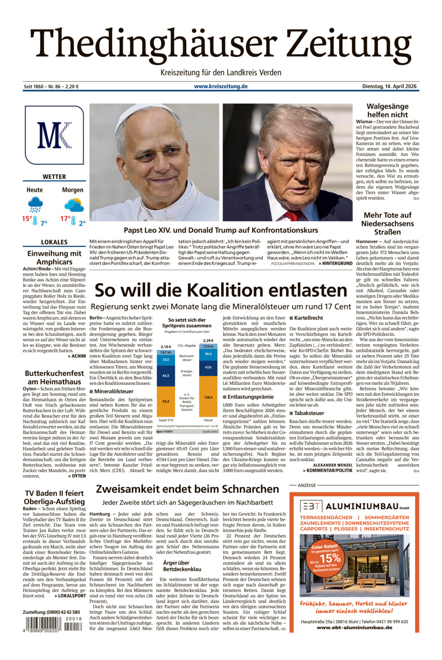 Thedinghäuser Zeitung vom Dienstag, 14.04.2026