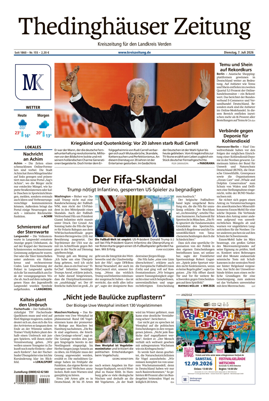 Thedinghäuser Zeitung vom Dienstag, 07.07.2026