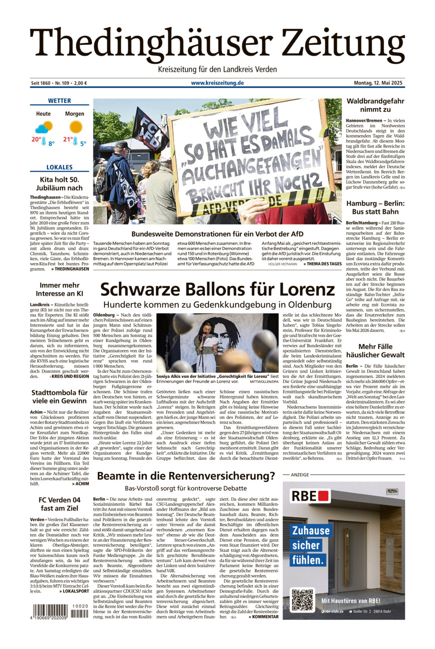 Thedinghäuser Zeitung vom Montag, 12.05.2025