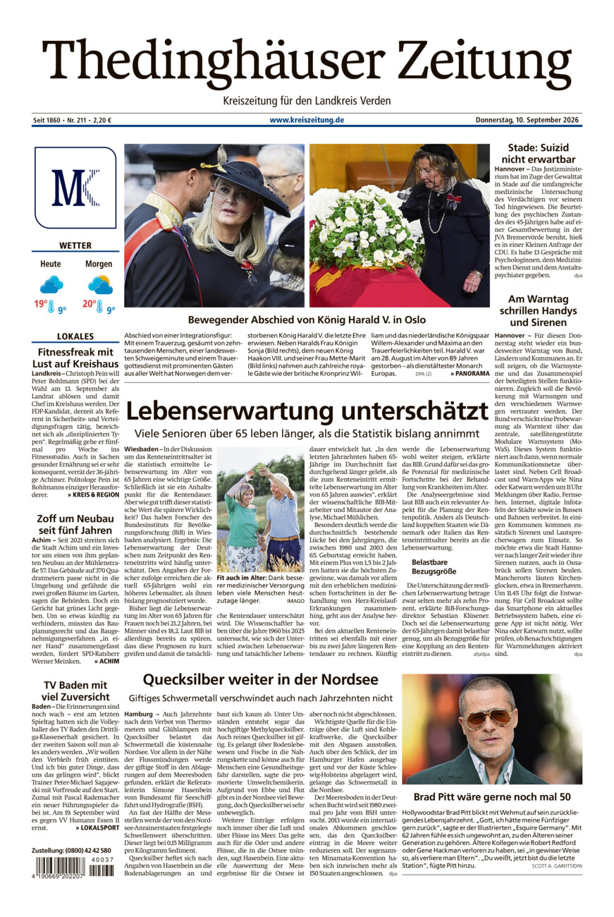 Thedinghäuser Zeitung vom Donnerstag, 10.09.2026