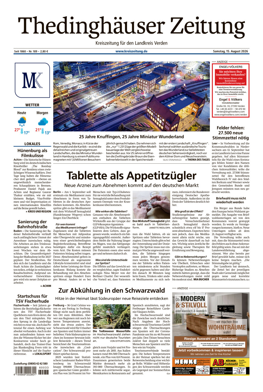 Thedinghäuser Zeitung vom Samstag, 15.08.2026